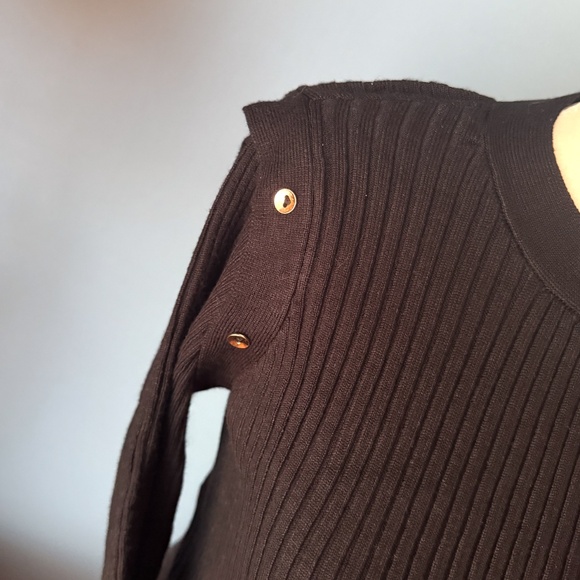 Venus black ribbed rayon blend long sleeve knit sweater dress NWOT - Picture 3 of 9